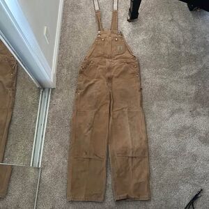 Vintage Carhartt Tan Brown Duck Bib Overalls Double Knee Workwear 90s 2000s